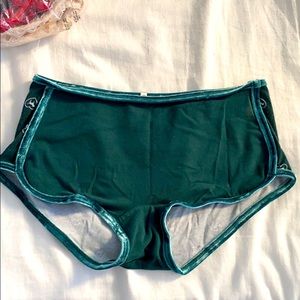 Green Cotton and Velvet Trim Pink Boyshort